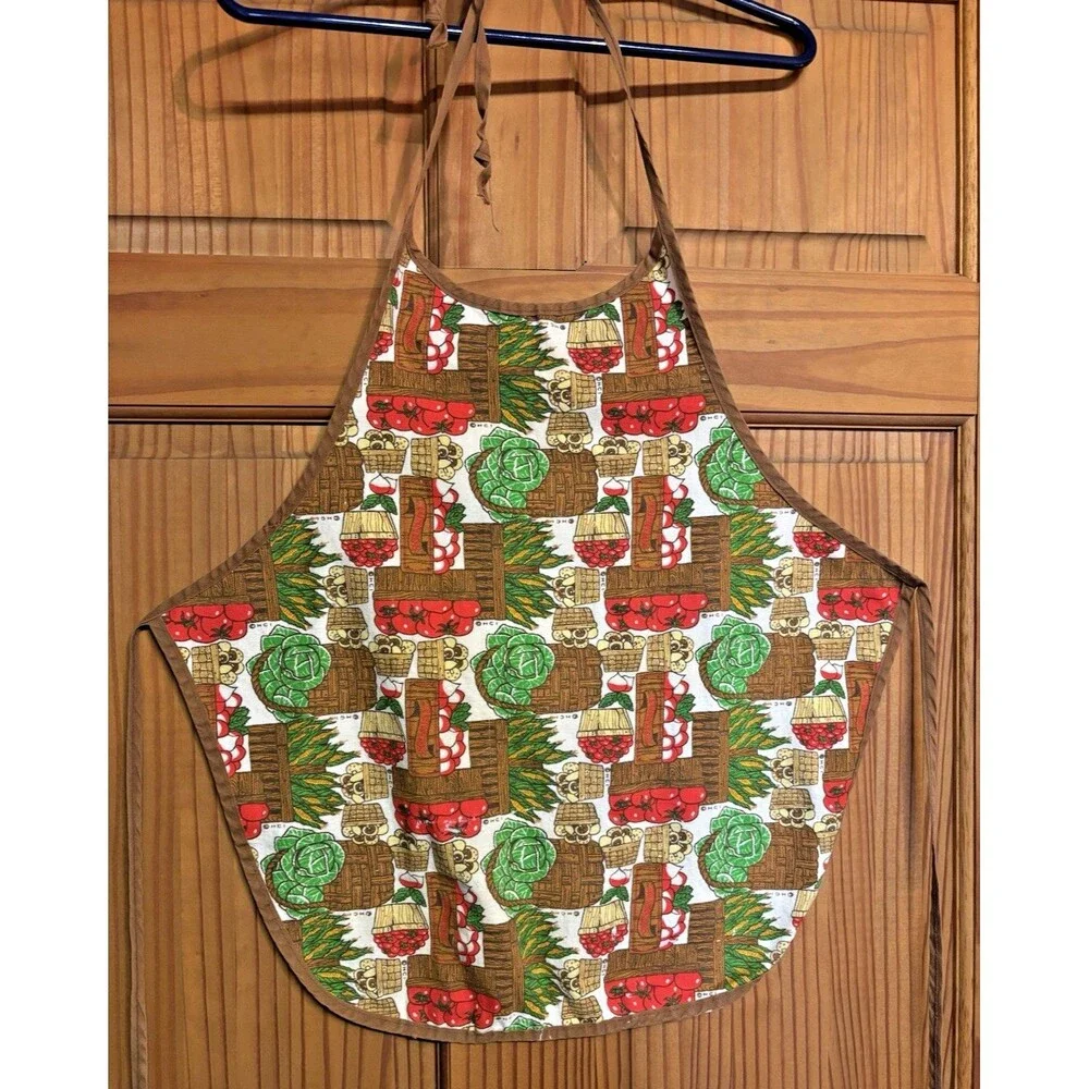 Vtg Homecare Kitchen Mates Bib Apron Vegetable Basket Tomato Mushroom Cabbage